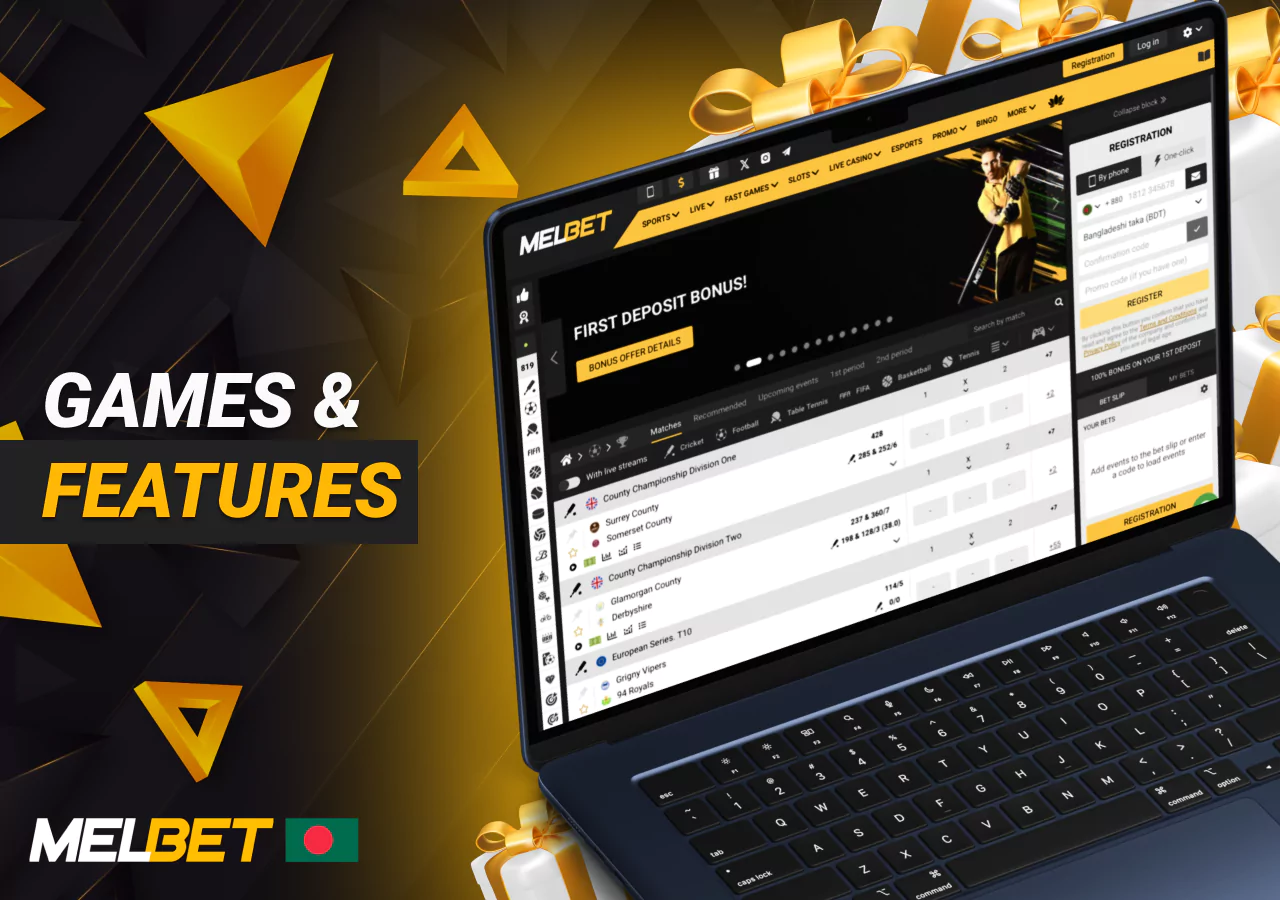 Variety of bonuses and games on the Melbet platform