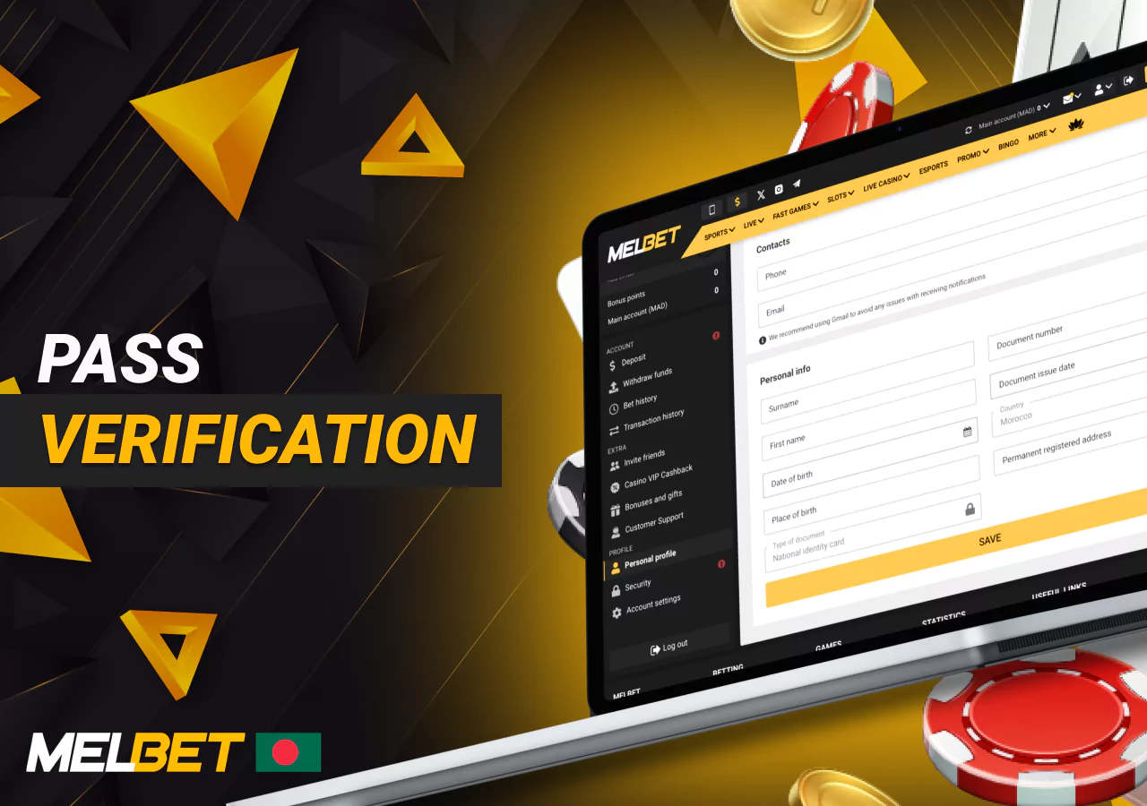Stages of account verification on the online casino platform